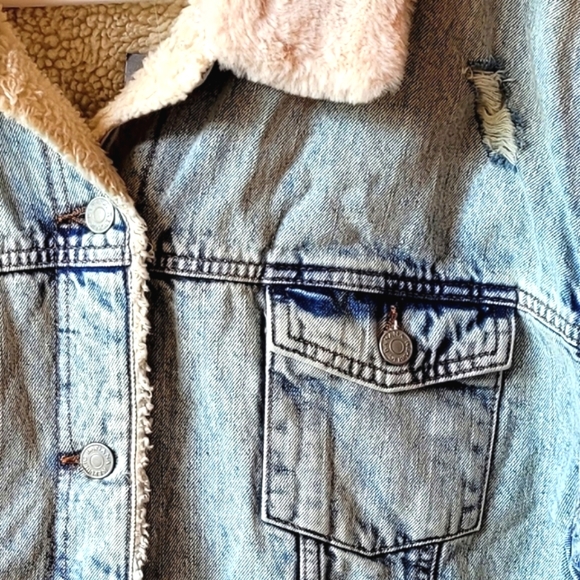 XL Denim Sherpa-Lined Button-Up Autumn Jacket - Banana Republic - Picture 2 of 6